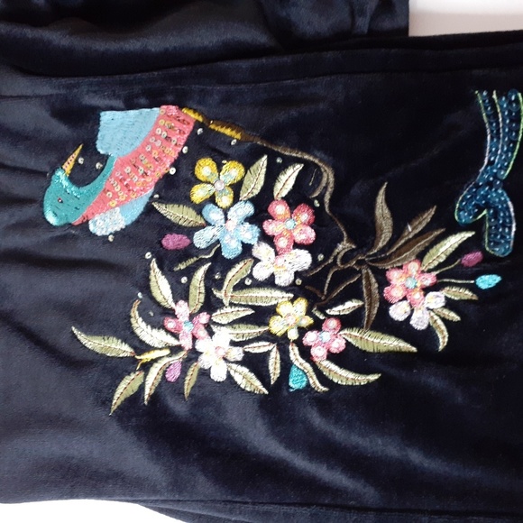 BCBG Maxazria Black Embroidered Lounge Pants - Picture 2 of 8